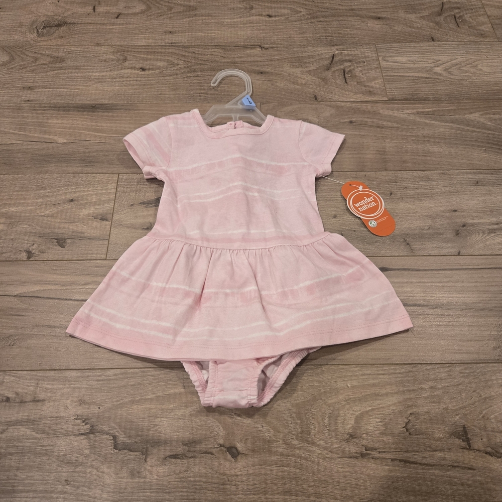 NWT Baby Girls Pink Striped Cotton Candy Dress & Bloomers NWT 3-6M